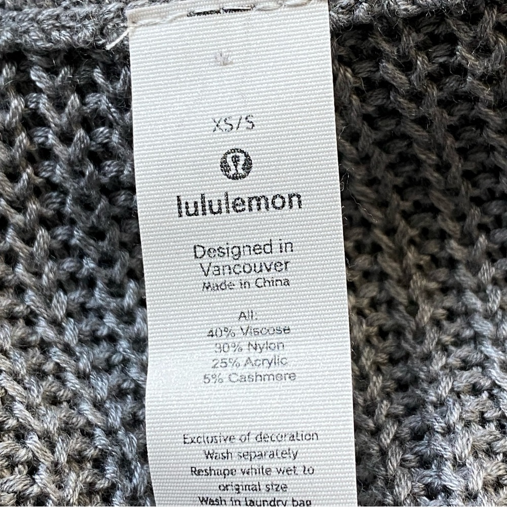 Lululemon Cashmere Blend Knit Poncho Zip Cape | Grey | Luxe Athleisure - XS/S - Picture 9 of 10
